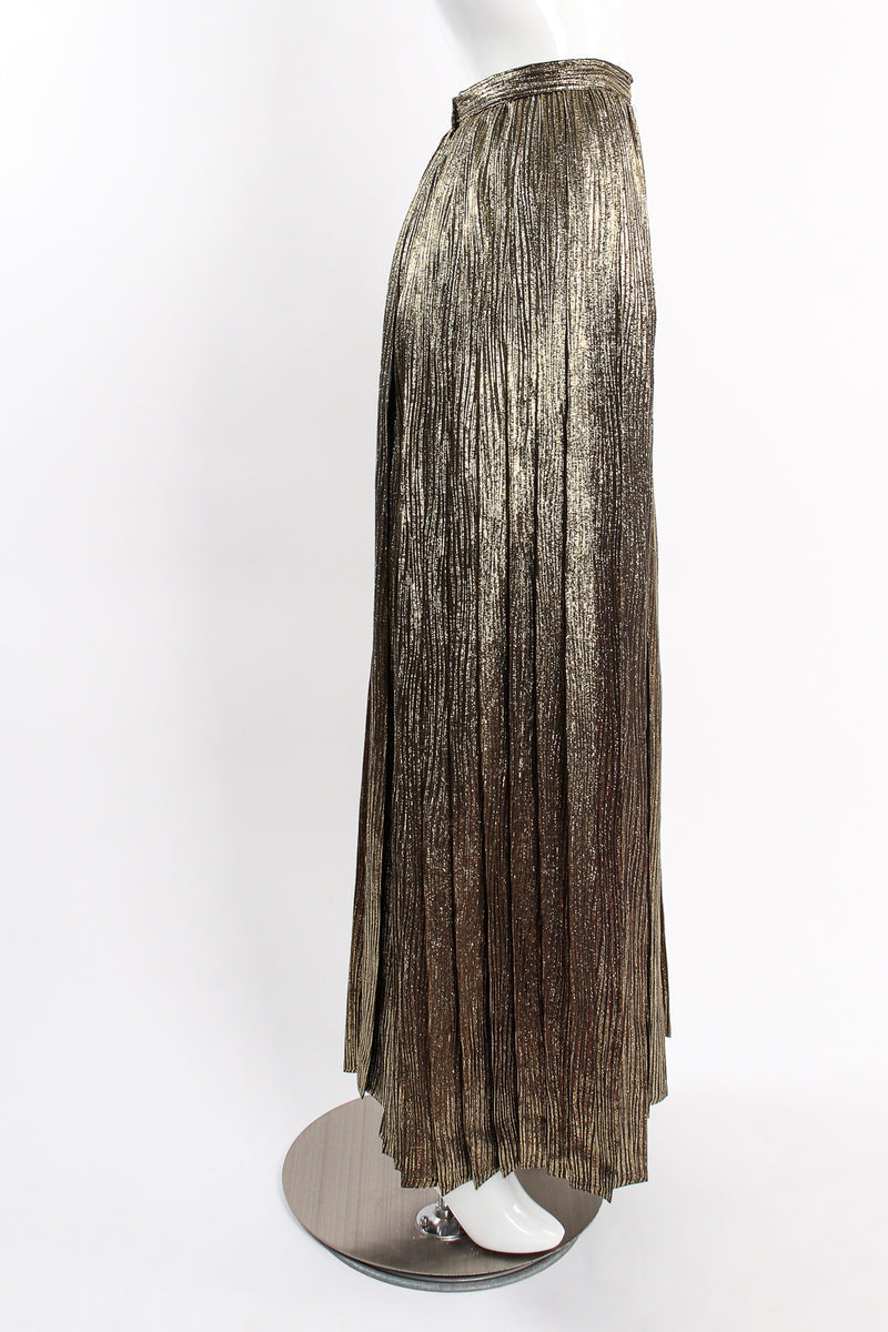 Vintage Adolfo Pleated Stripe Lamé Palazzo Pant om mannequin side at Recess Los Angeles