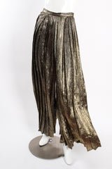 Vintage Adolfo Pleated Stripe Lamé Palazzo Pant om mannequin front flow at Recess Los Angeles