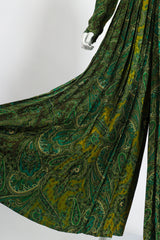 Vintage Adolfo Green Paisley Palazzo Pant Set on Mannequin leg at Recess Los Angeles