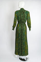 Vintage Adolfo Green Paisley Palazzo Pant Set on Mannequin back at Recess Los Angeles