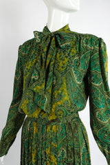 Vintage Adolfo Green Paisley Palazzo Pant Set on Mannequin crop at Recess Los Angeles