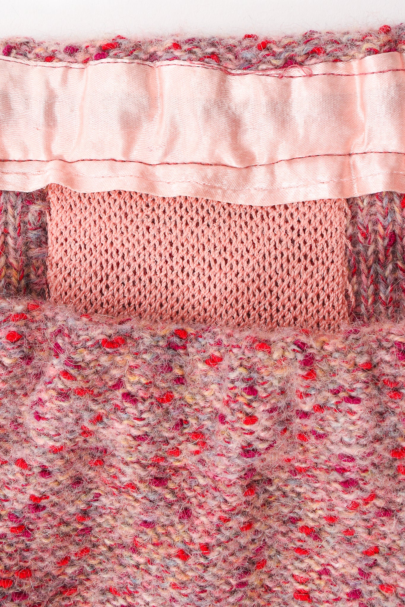 Vintage Adolfo Fox Fur Knit Sweater Coat & Skirt Set waisband at Recess Los Angeles