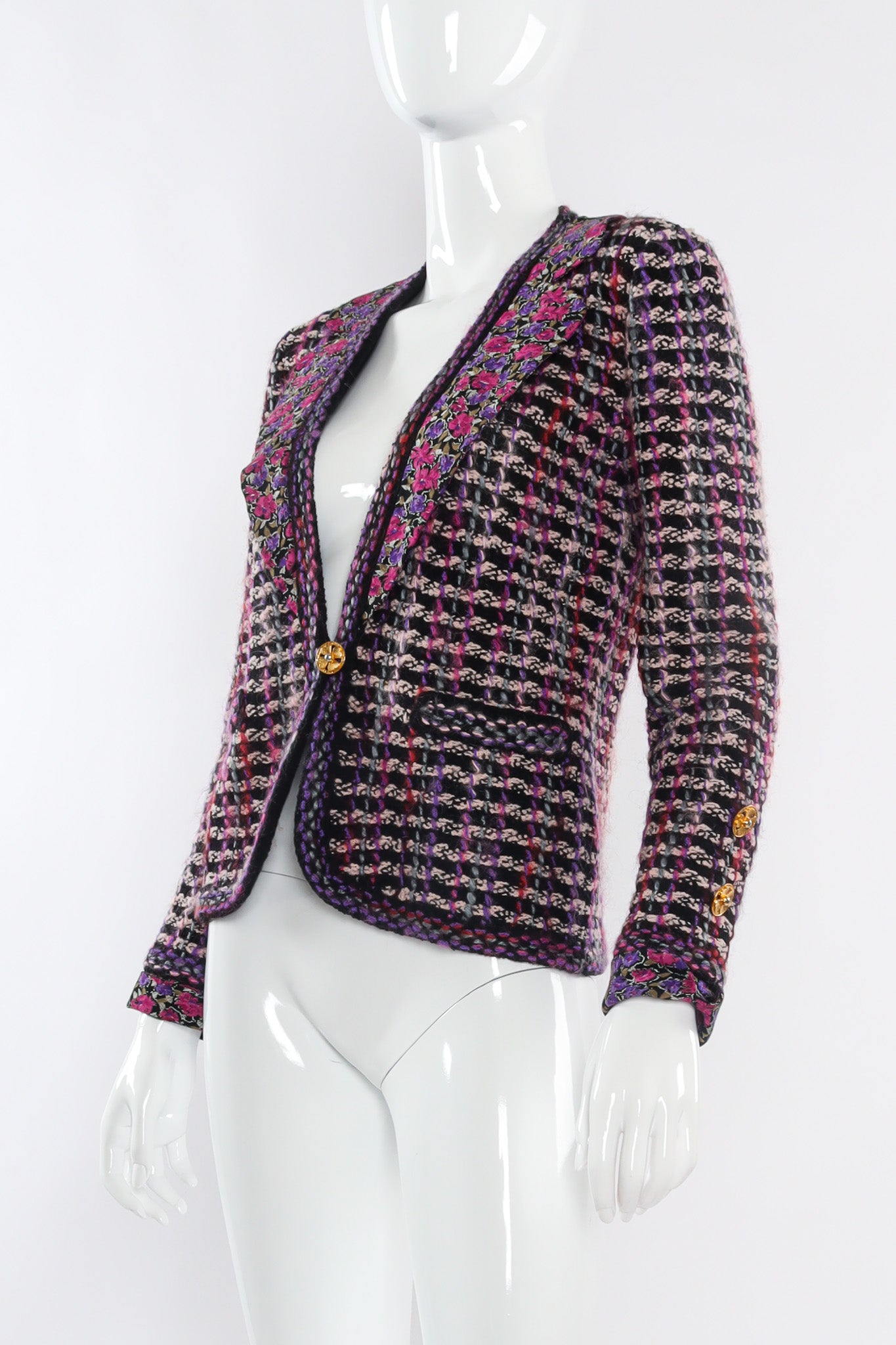 Vintage Adolfo Wool Jacket with Floral Accents View @recessla