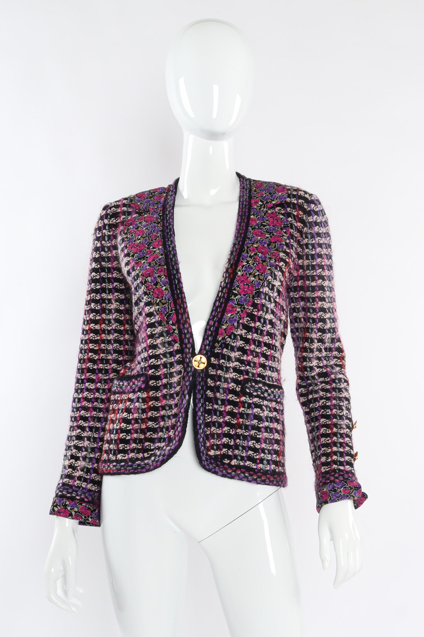 Vintage Adolfo Wool Jacket with Floral Accents View @recessla