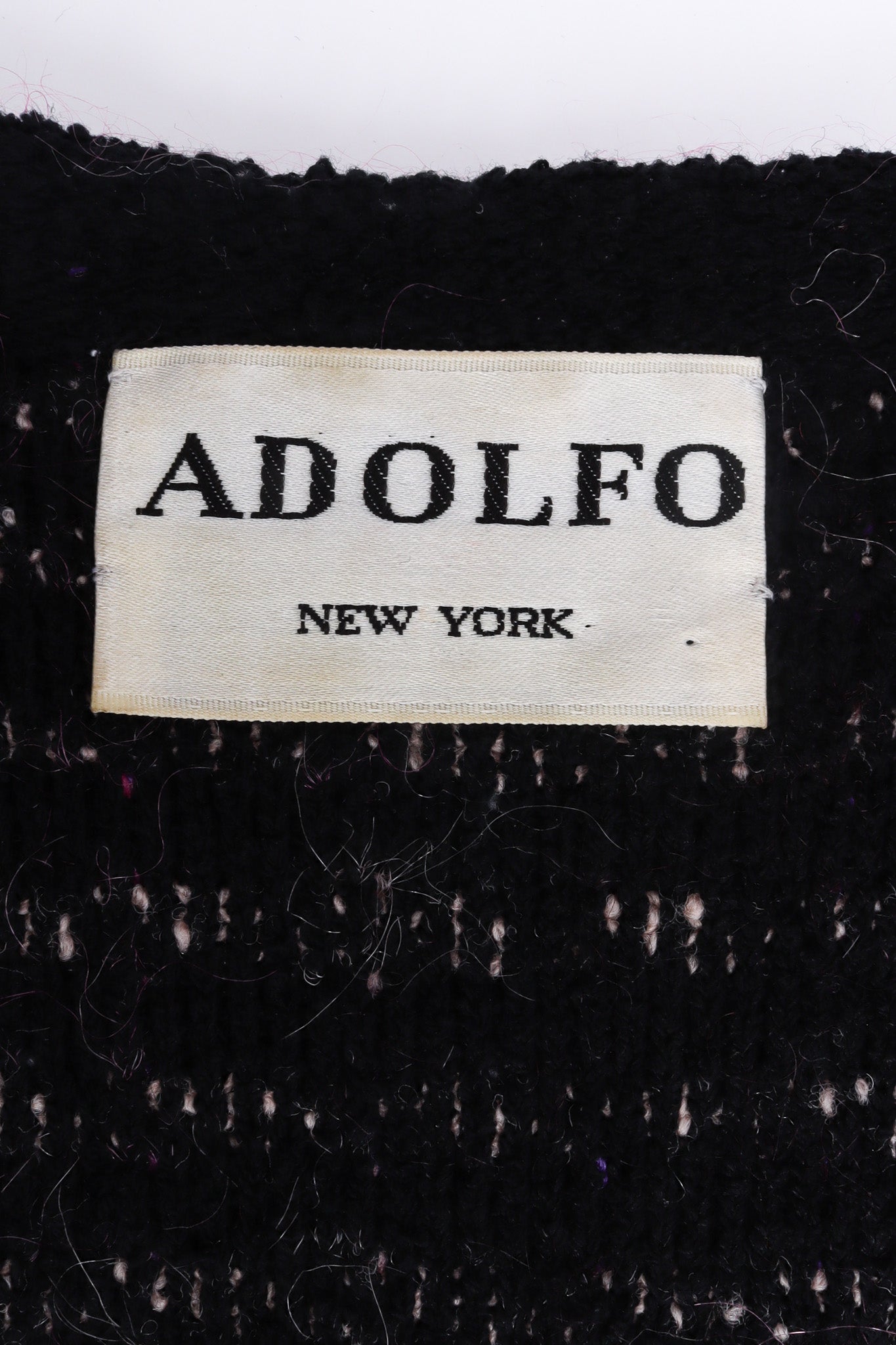 Vintage Adolfo Wool Jacket with Floral Accents Label Close-up @recessla