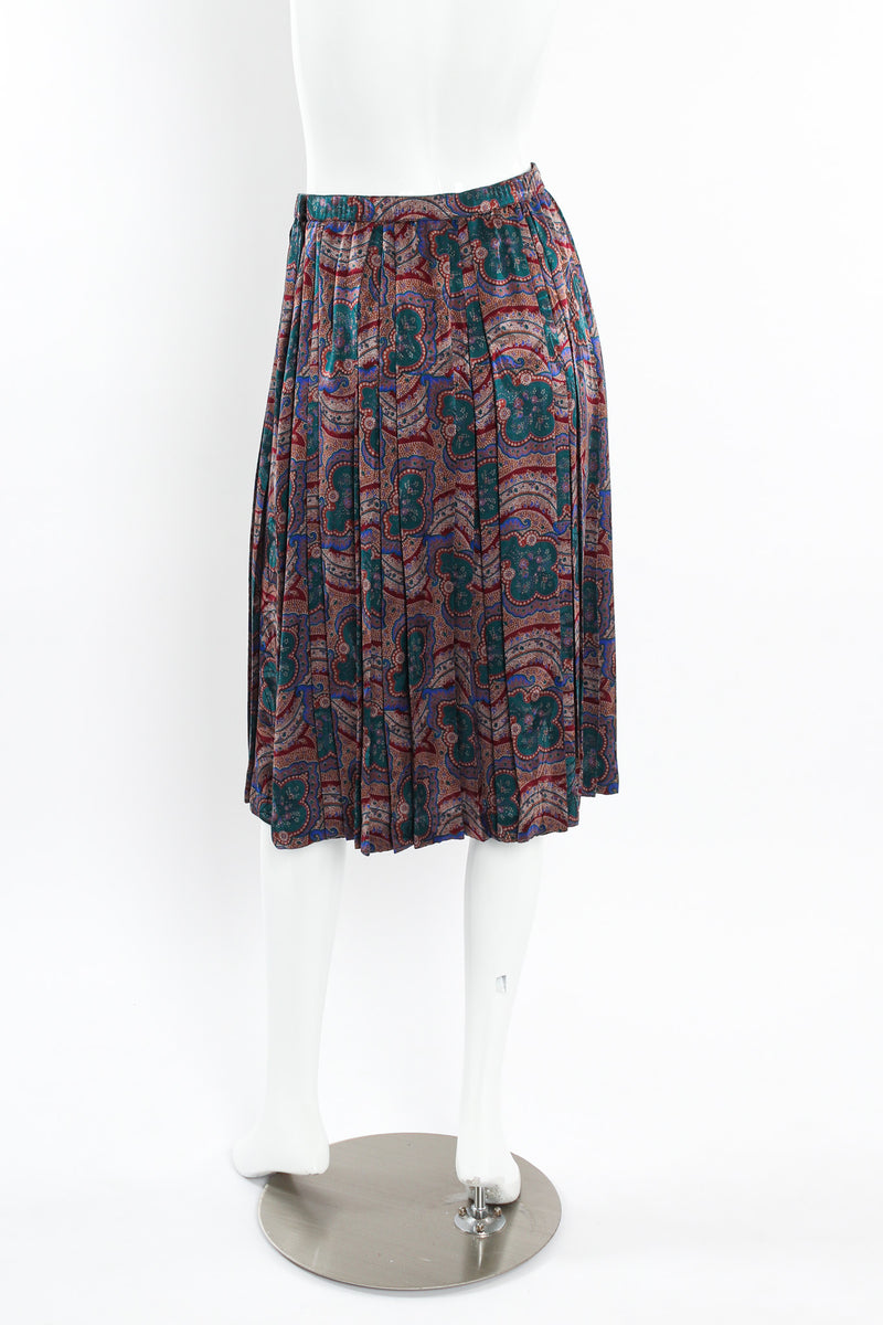 Vintage Adolfo Paisley Floral Top & Skirt Silk Set mannequin skirt back @ Recess LA
