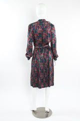 Vintage Adolfo Paisley Floral Top & Skirt Silk Set mannequin back @ Recess LA