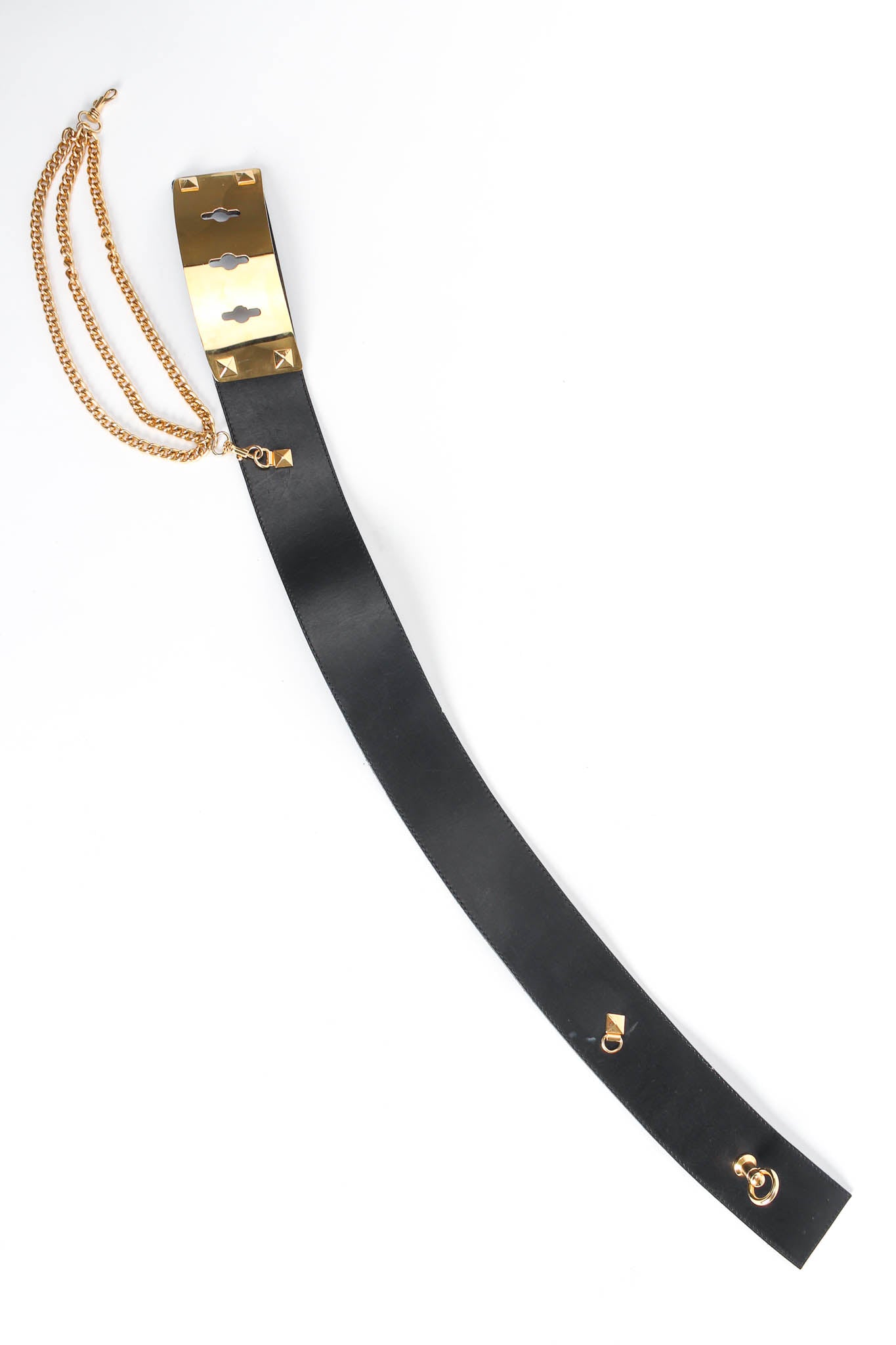 Vintage Adoppia Vita Leather Chain Drape & Plate Belt overall front/chain detached  @ Recess LA