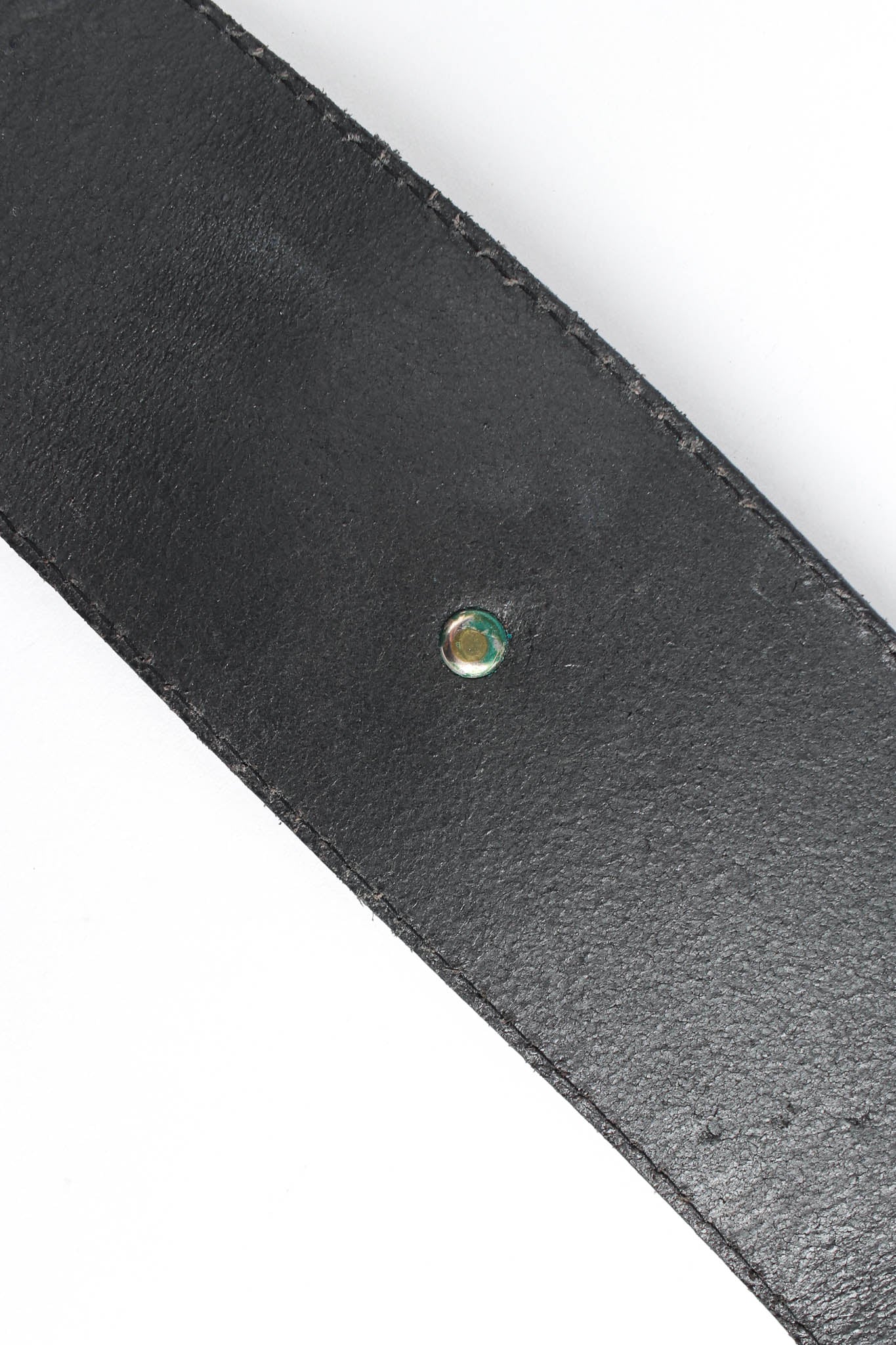 Vintage Adoppia Vita Leather Chain Drape & Plate Belt tarnishing back stud @ Recess LA