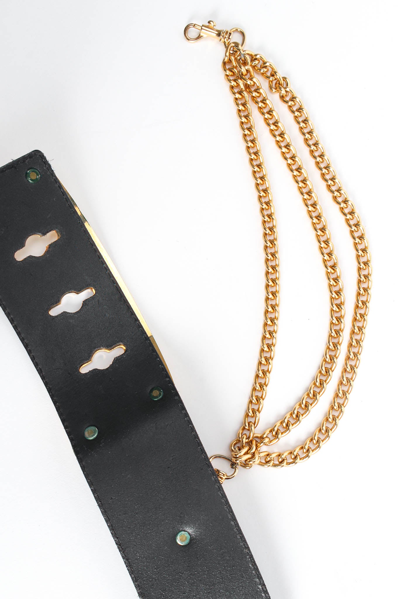 Vintage Adoppia Vita Leather Chain Drape & Plate Belt chain/plate reverse @ Recess LA