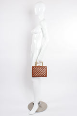 Vintage Plastic Herringbone Wicker Box Bag on Mannequin at Recess Los Angeles