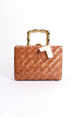 Vintage Plastic Herringbone Wicker Box Bag front at Recess Los Angeles