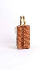 Vintage Plastic Herringbone Wicker Box Bag side 2 at Recess Los Angeles