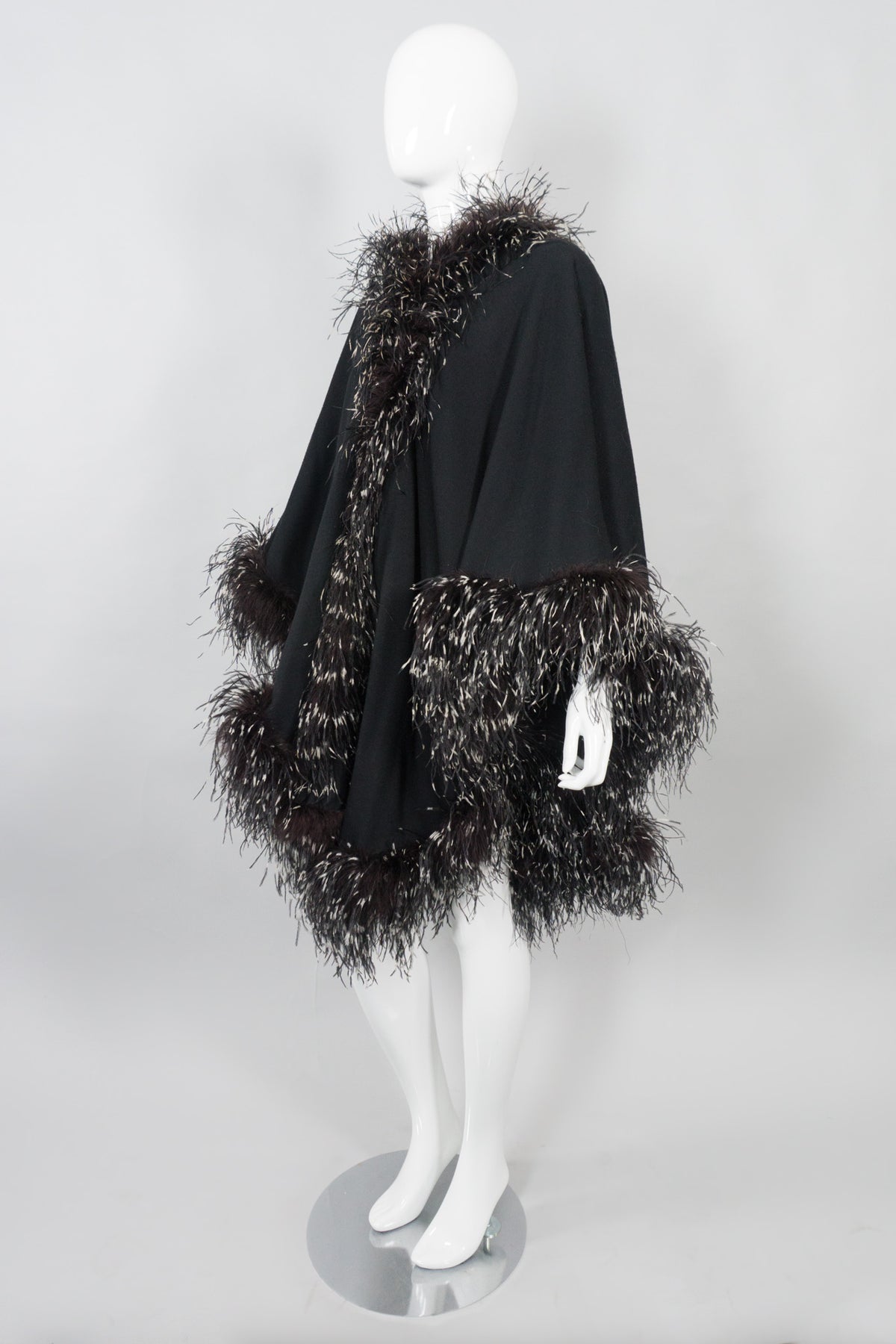 Adrienne Landau Oversized Ostrich Feather Shawl Cape – Recess