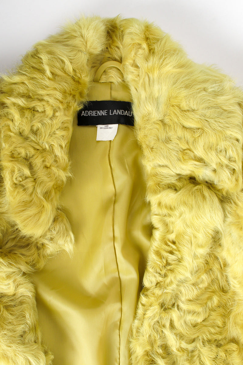 Vintage Adrienne Landau Chartreuse Lamb Fur Jacket collar @ Recess LA