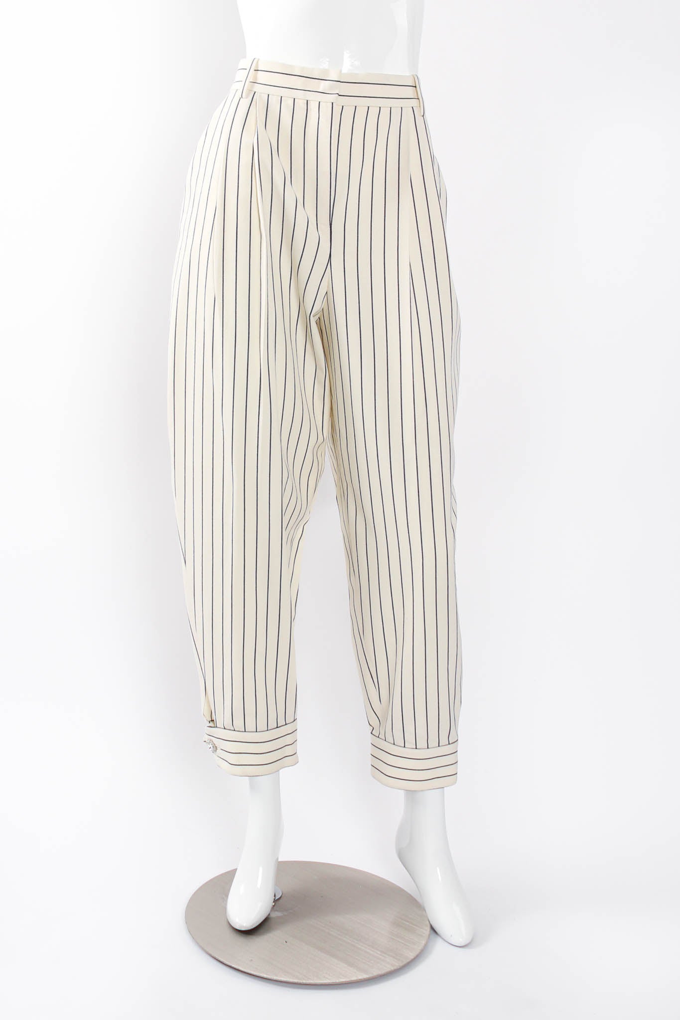 2019 S/S Alessandra Rich Rope Stripe Jacket & Pant Set pant on mannequin front at Recess LA