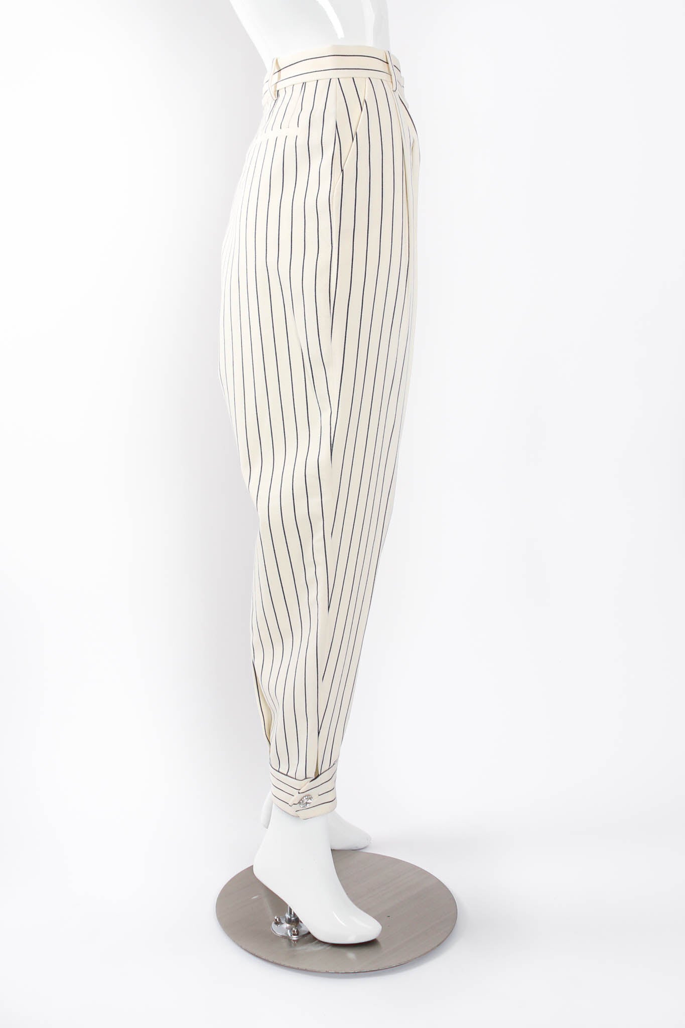 2019 S/S Alessandra Rich Rope Stripe Jacket & Pant Set pant on mannequin side at Recess LA