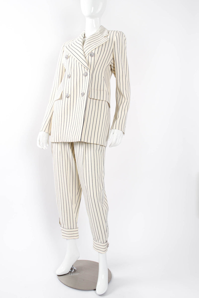 2019 S/S Alessandra Rich Rope Stripe Jacket & Pant Set on mannequin crop at Recess Los Angeles