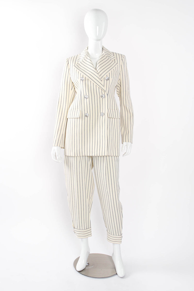 2019 S/S Alessandra Rich Rope Stripe Jacket & Pant Set on mannequin front at Recess Los Angeles
