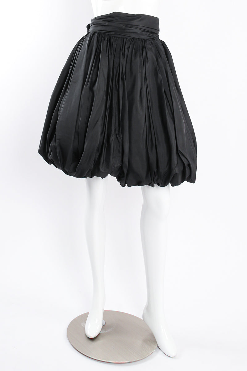 Vintage Adrienne Vittadini Gathered Silk Bubble Skirt on Mannequin front at Recess Los Angeles