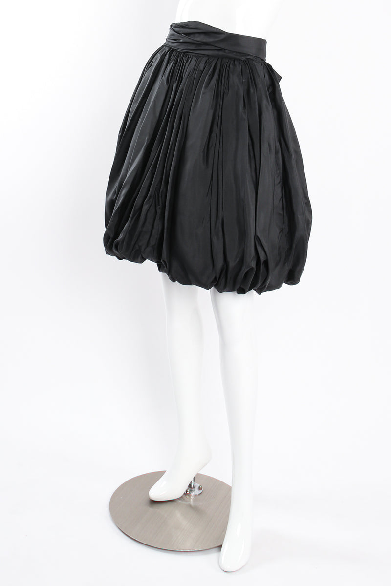 Vintage Adrienne Vittadini Gathered Silk Bubble Skirt on Mannequin angle at Recess Los Angeles
