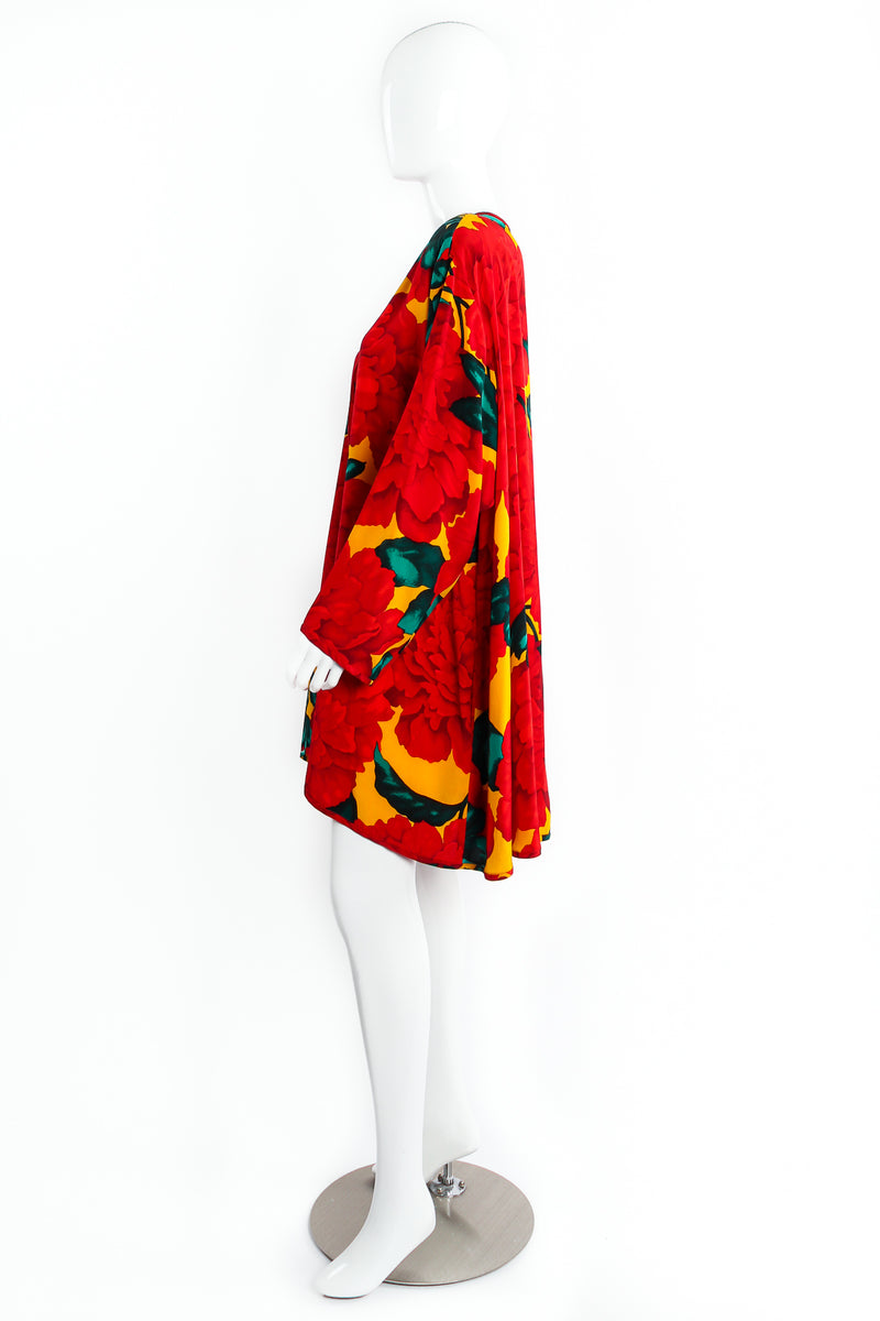 Vintage Akira Begonia Print Silk Duster on Mannequin side at Recess Los Angeles