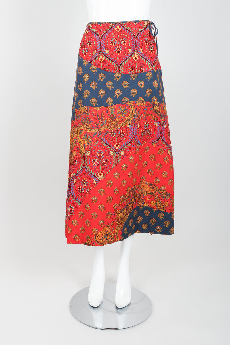 Vintage Anne Klein Flower & Paisley Tie Wrap Skirt Front at Recess LA
