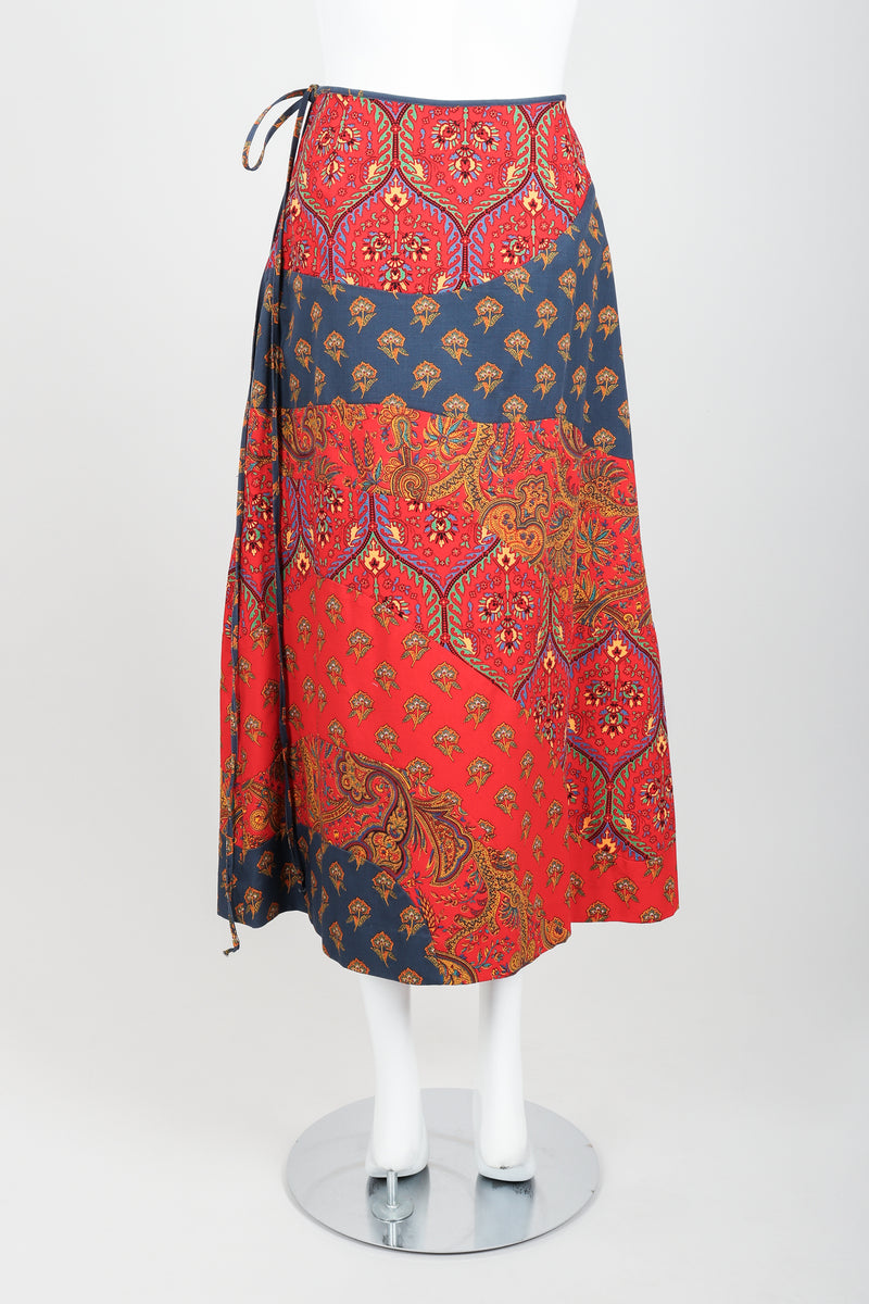 Vintage Anne Klein Flower & Paisley Tie Wrap Skirt Back at Recess LA