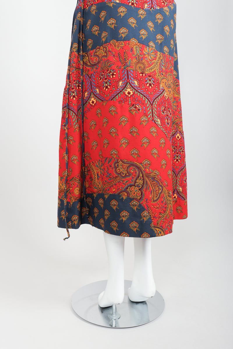 Vintage Anne Klein Flower & Paisley Tie Wrap Skirt Back Angle at Recess LA