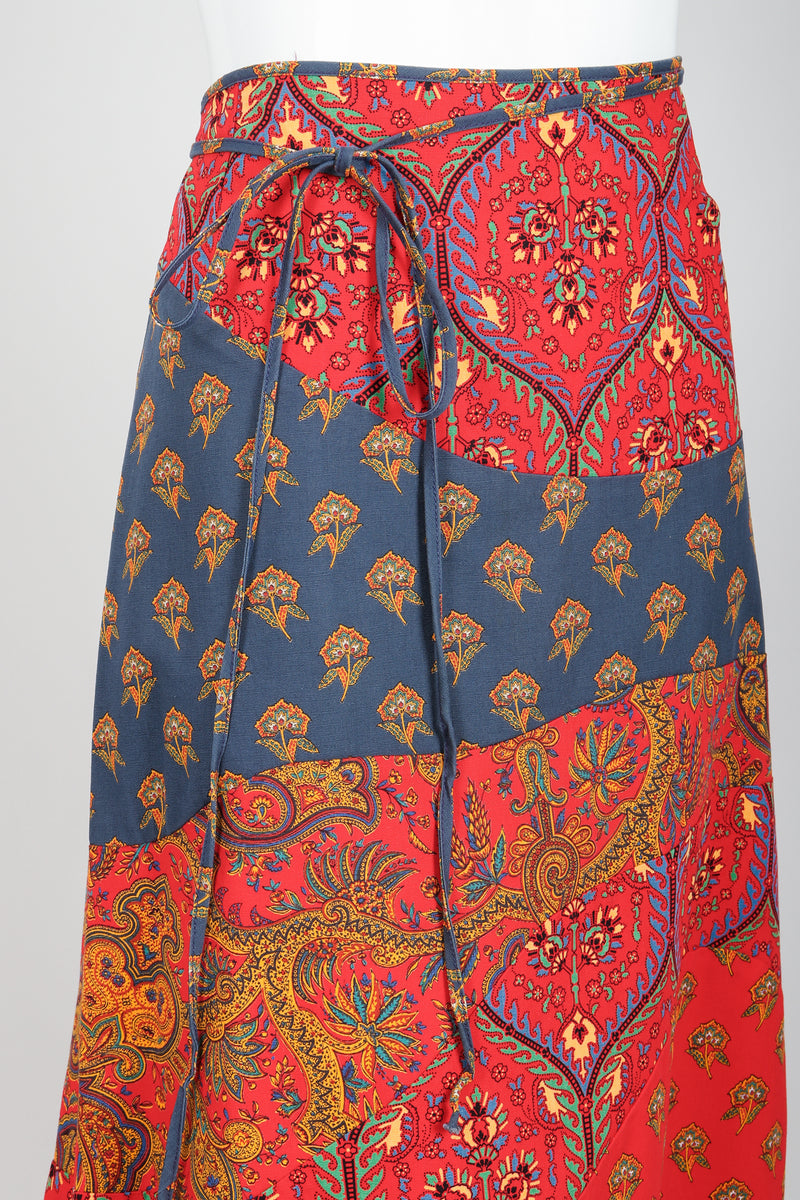 Vintage Anne Klein Flower & Paisley Tie Wrap Skirt Angle at Recess LA