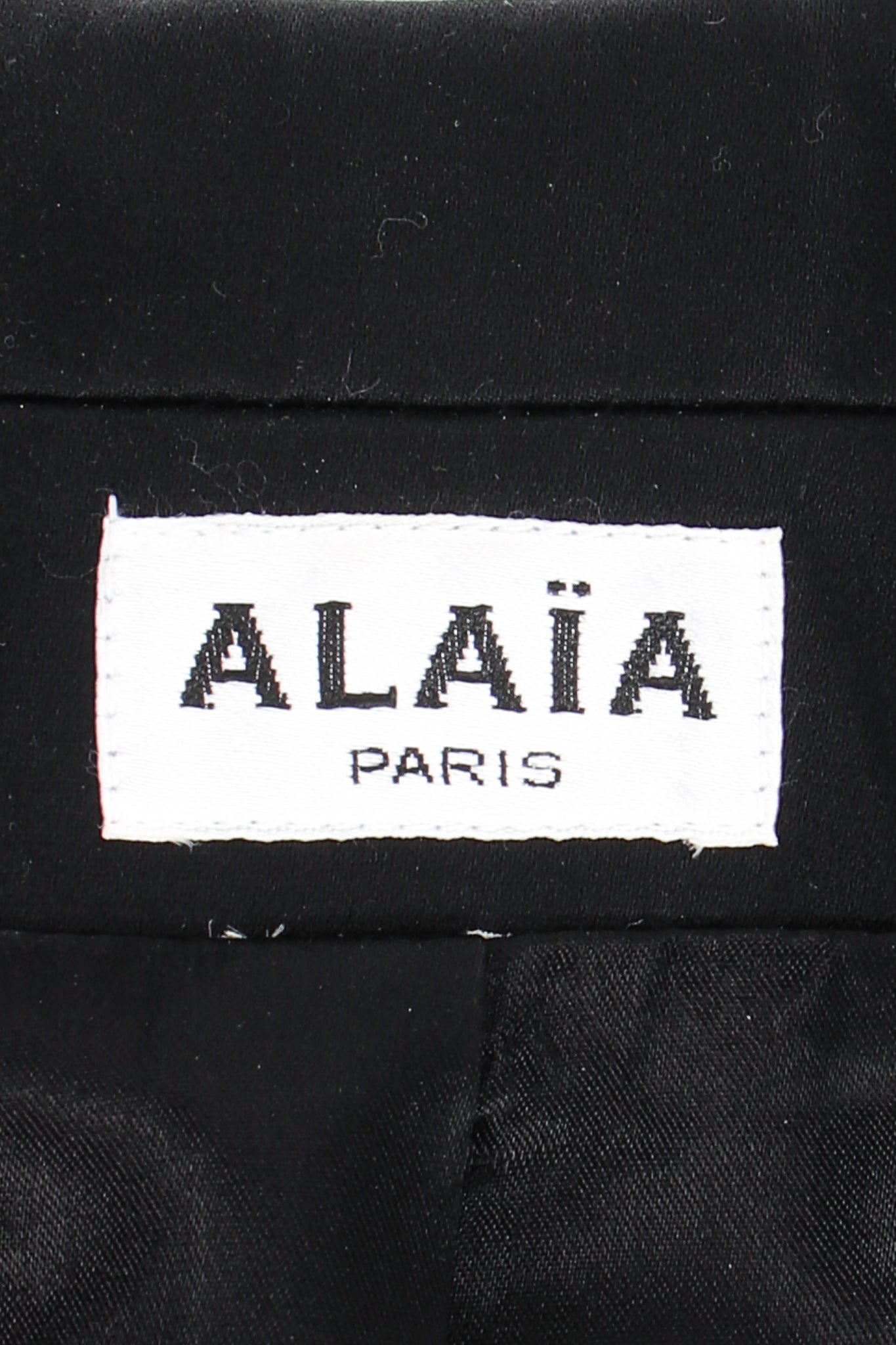 Vintage Alaia Satin Bustier Jacket label at Recess Los Angeles 