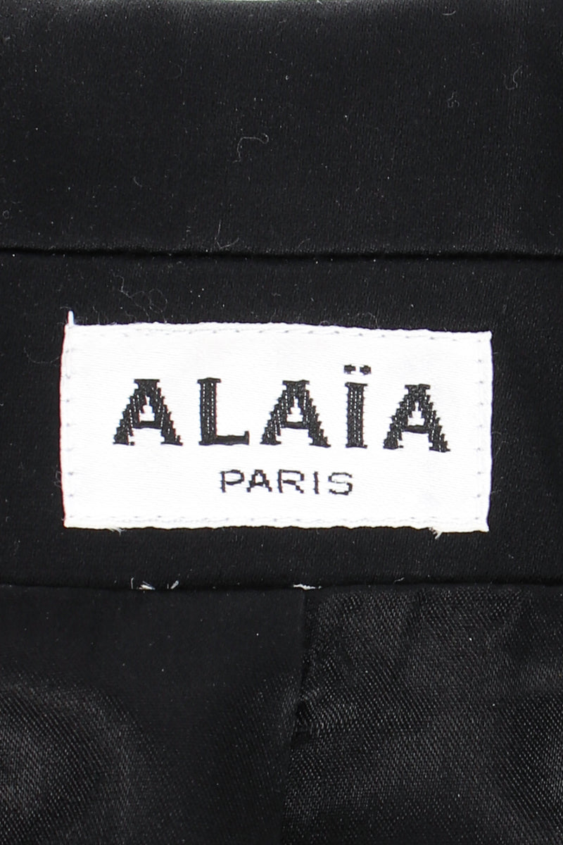 Vintage Alaia Satin Bustier Jacket label at Recess Los Angeles 