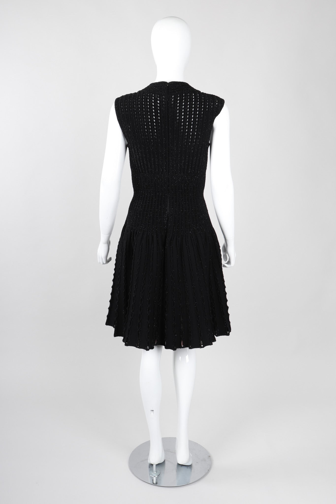 Recess Los Angeles Vintage Alaia Knit Eyelet Tinsel Fit And Flare Cocktail Dress