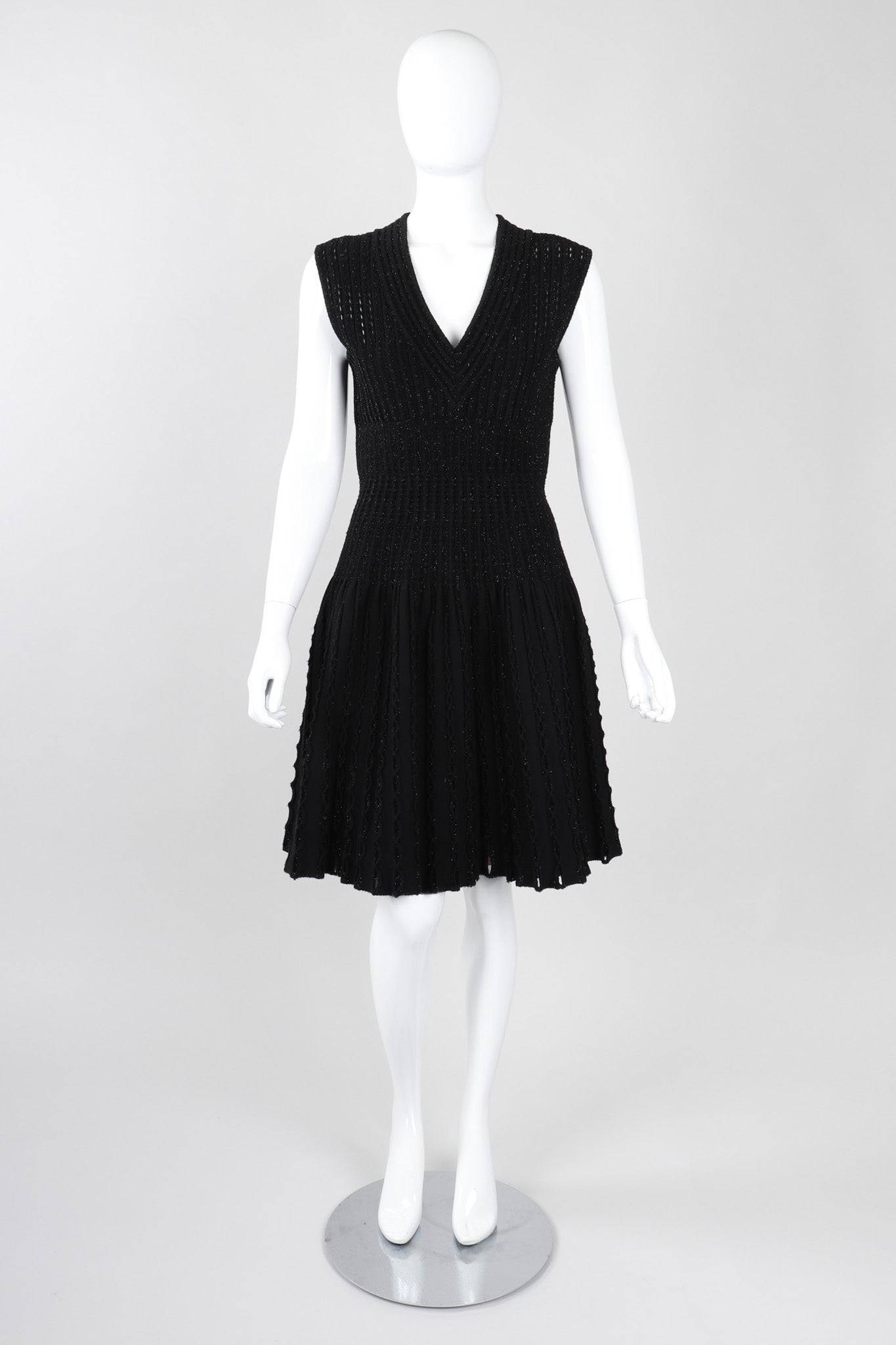 Recess Los Angeles Vintage Alaia Knit Eyelet Tinsel Fit And Flare Cocktail Dress