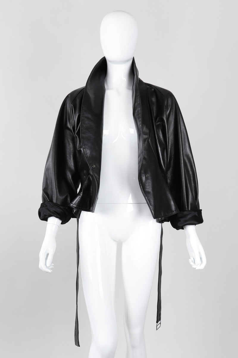 Recess Los Angeles Vintage 1980s Alaia Cropped Leather Wrap Jacket