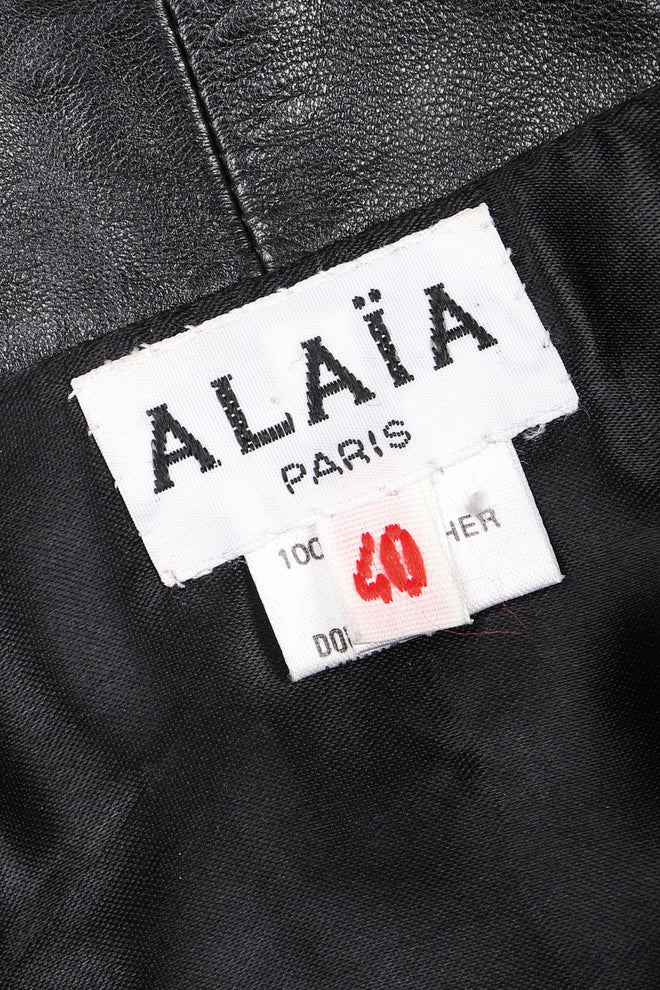 Recess Los Angeles Vintage 1980s Alaia Cropped Leather Wrap Jacket
