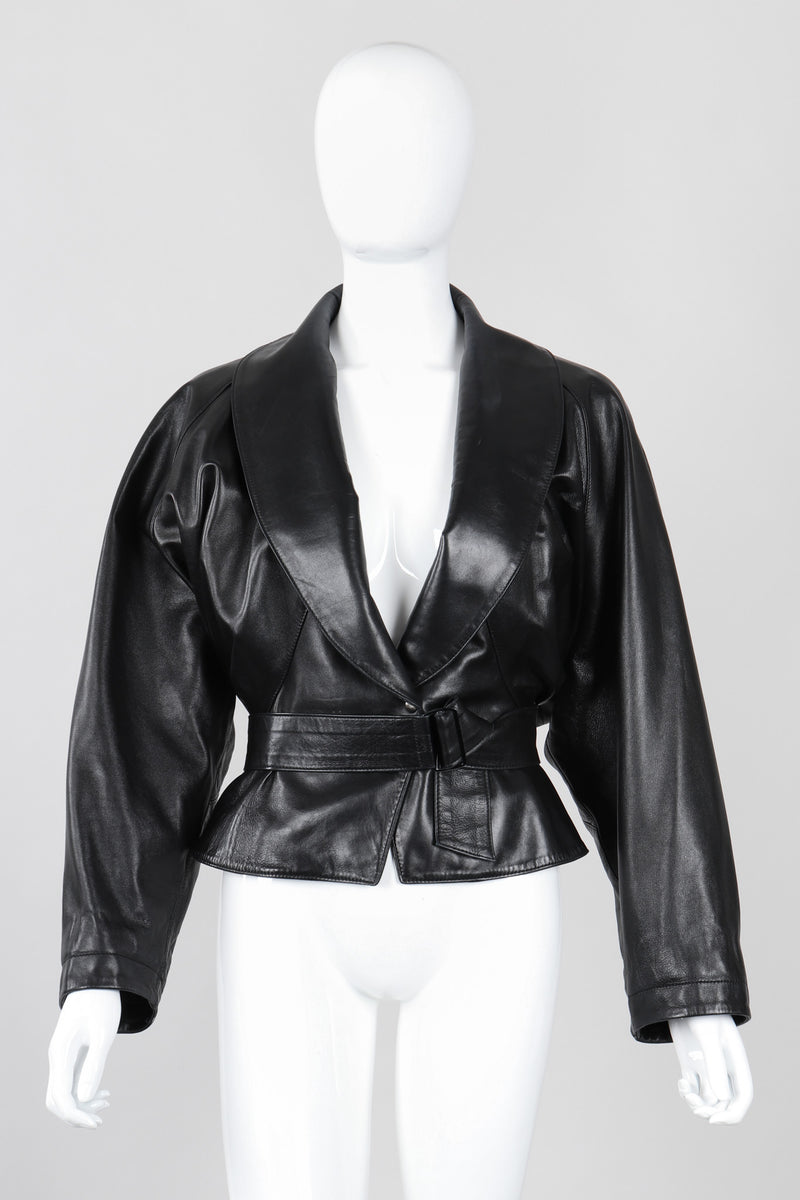 Recess Los Angeles Vintage 1980s Alaia Cropped Leather Wrap Jacket