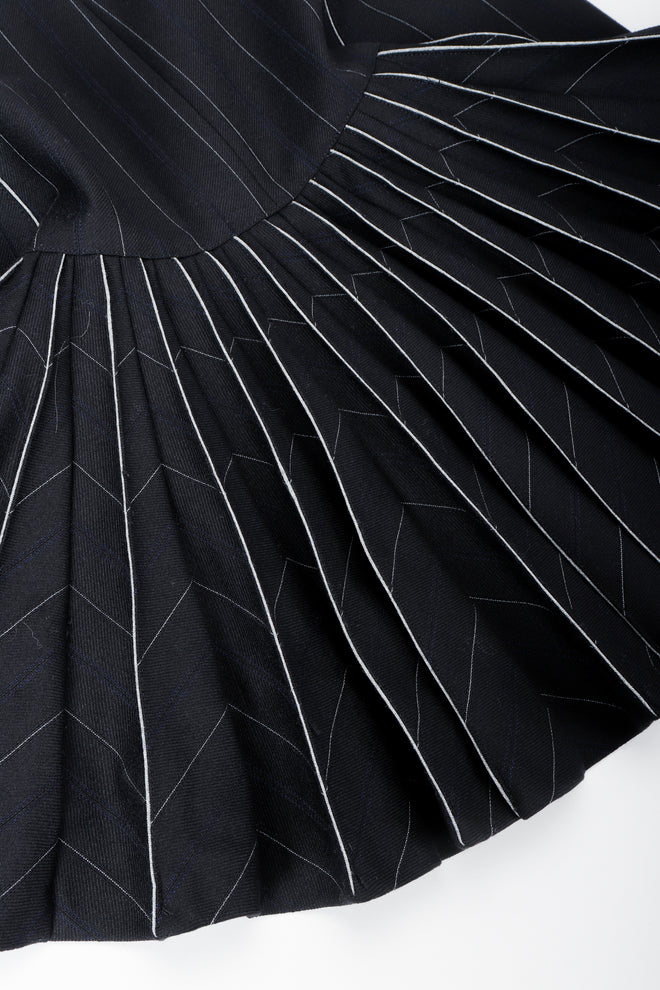 Vintage Alaia Pinstripe Pleated Skirt Detail at Recess