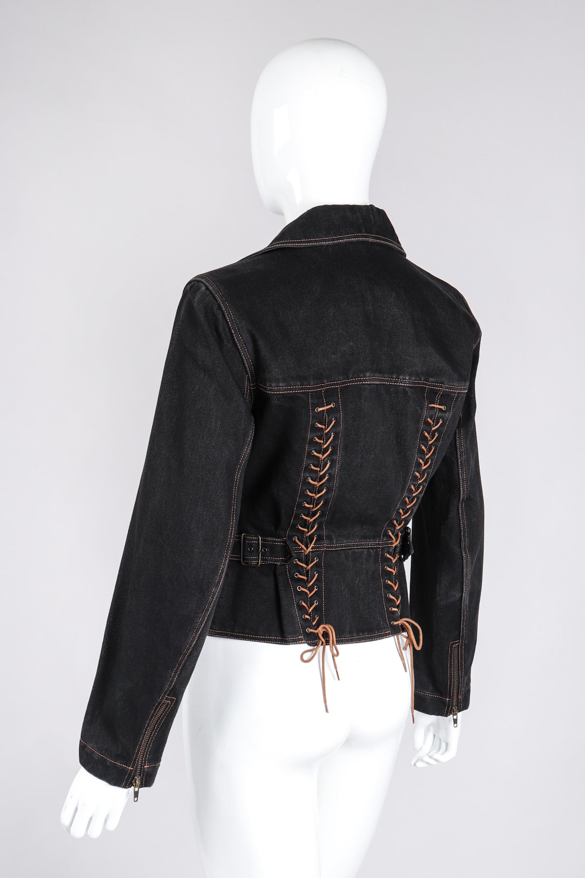 Vintage Alaia Denim Baseball Laced Moto Jacket – Recess