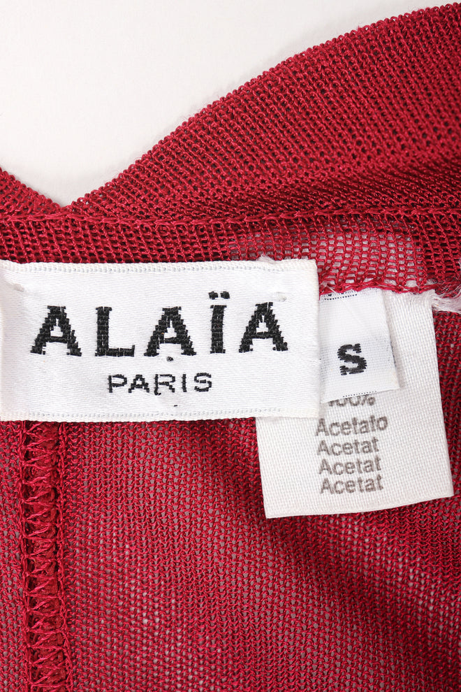 Recess Designer Consignment Vintage Alaia Juliette Sleeve Sheer Knit Collared Dress Los Angeles Resale