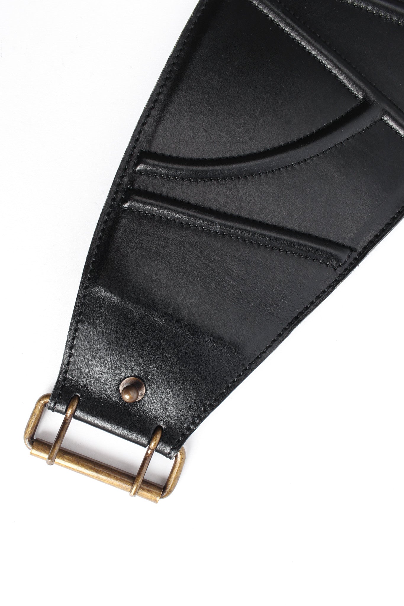 Vintage Alaïa Textured Geo Leather Waist Belt doble pins/stud pin @ Recess LA