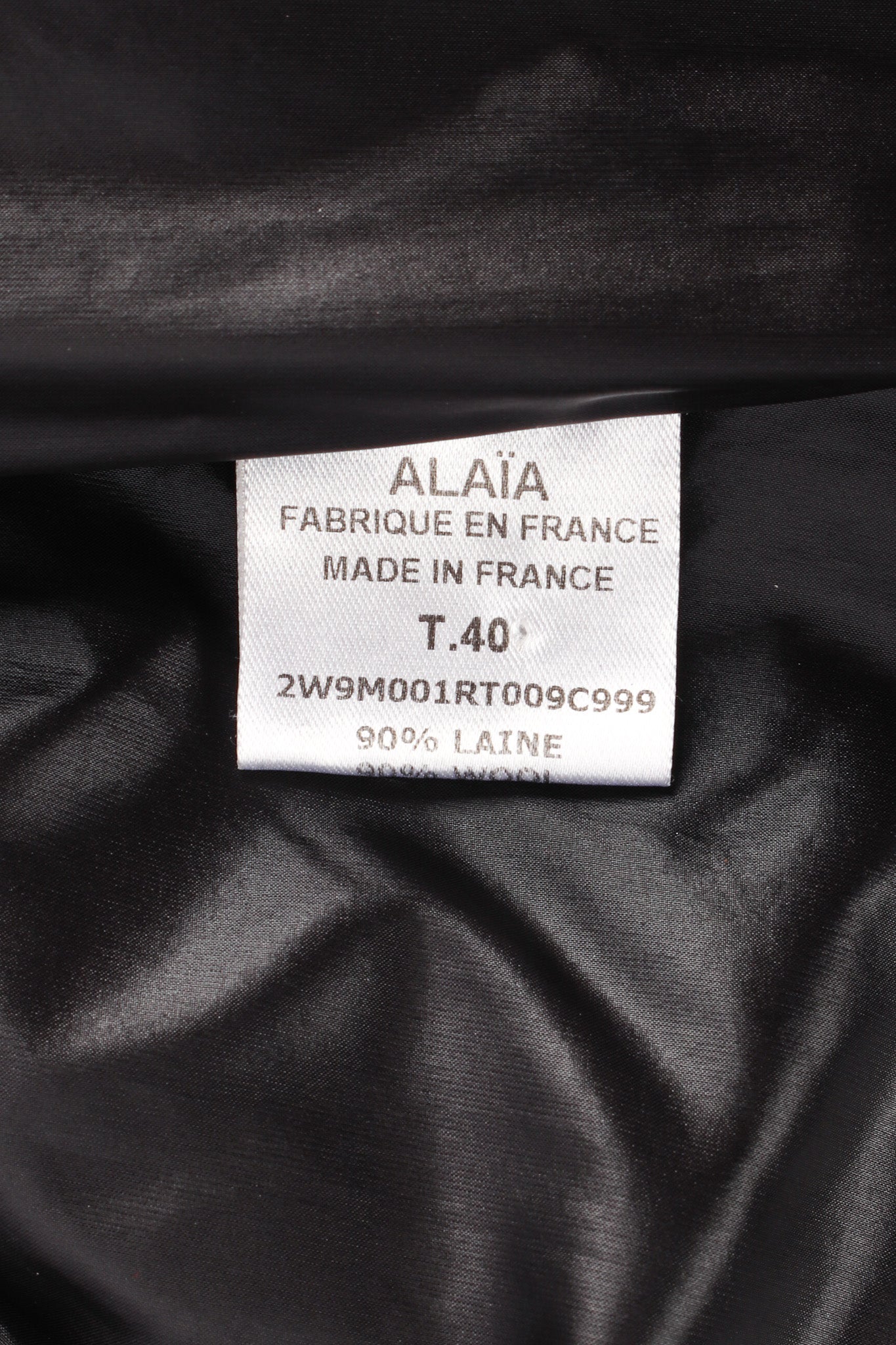Vintage Alaïa Double Breasted Wool Coat Dress fabric content tag @ Recess LA