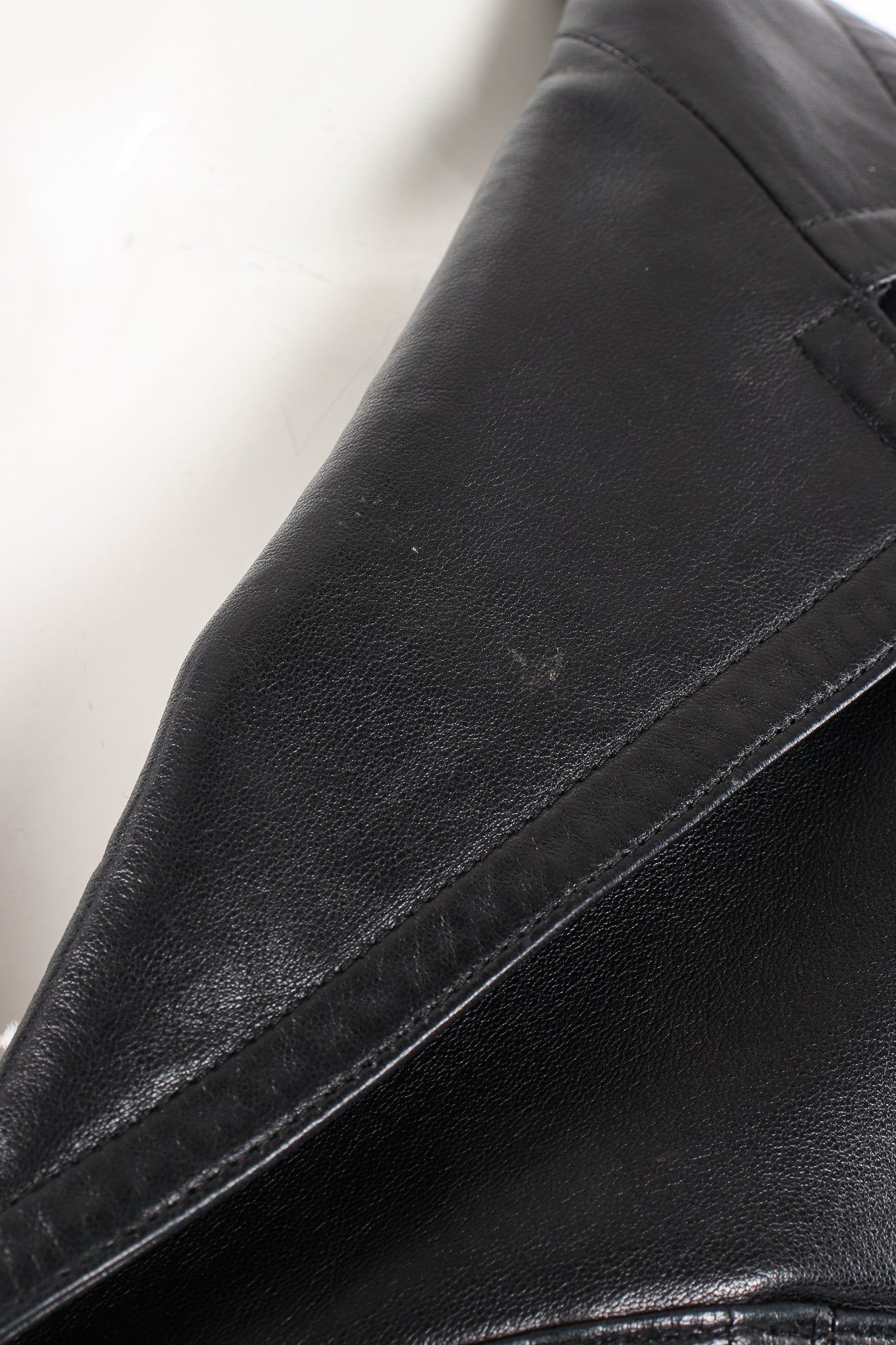 Vintage Alaia Leather Bustier Corset Jacket collar smudge at Recess Los Angeles