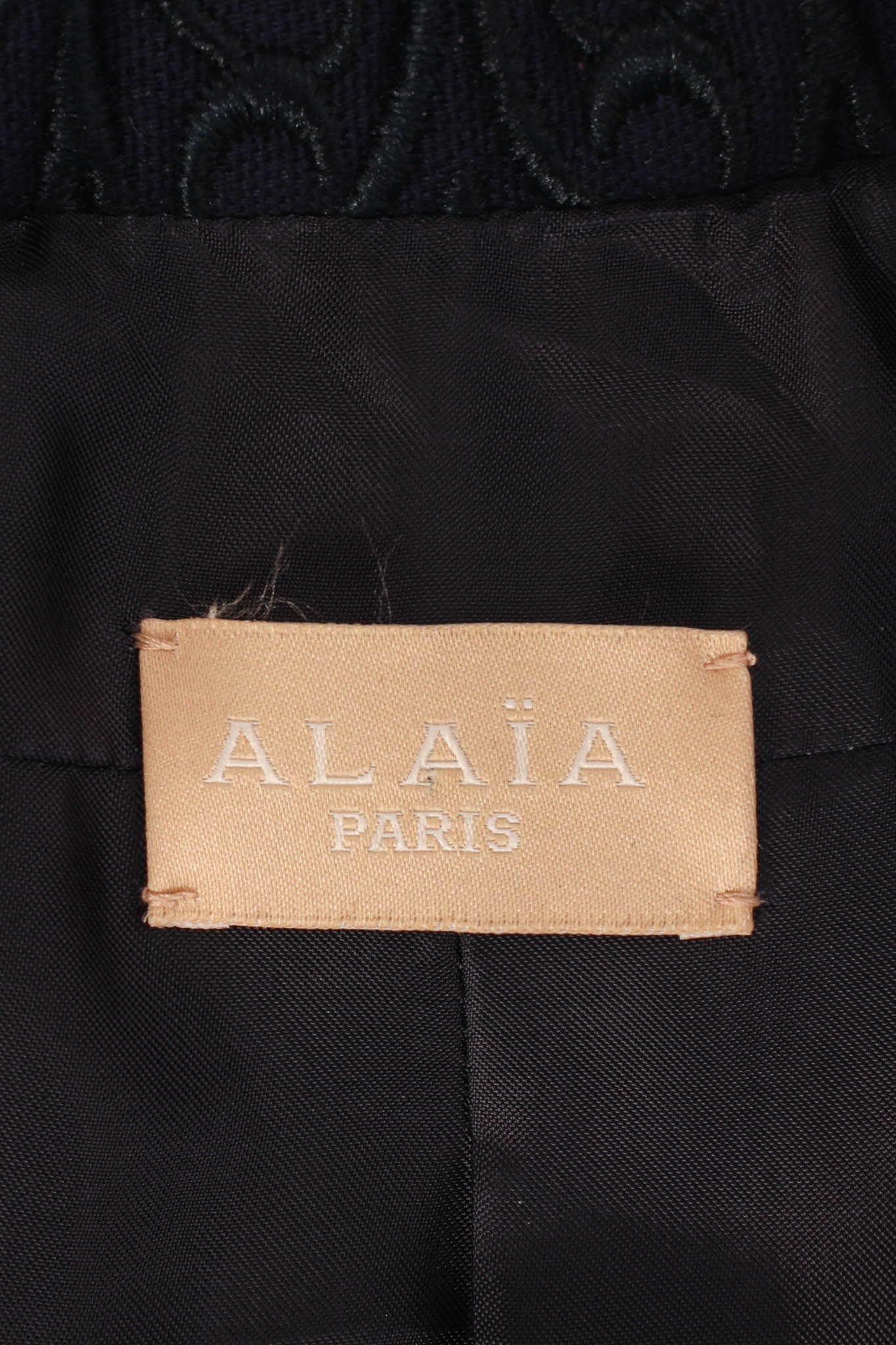 Vintage Alaia Embroidered Swirl Double Breasted Coat tag @ Recess LA