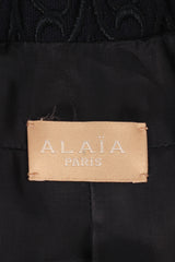 Vintage Alaia Embroidered Swirl Double Breasted Coat tag @ Recess LA