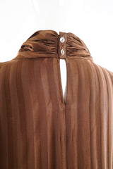 Vintage Alan Austin Chocolate Silk Stripe Blouse on Mannequin neck detail at Recess Los Angeles