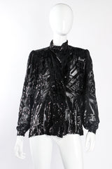 Vintage Alan Austin Sheer Velvet Tinsel Burnout Blouse on mannequin front at Recess Los Angeles