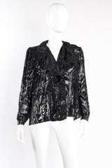 Vintage Alan Austin Sheer Velvet Tinsel Burnout Blouse on mannequin front at Recess Los Angeles