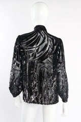 Vintage Alan Austin Sheer Velvet Tinsel Burnout Blouse on mannequin back at Recess Los Angeles