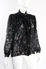 Vintage Alan Austin Sheer Velvet Tinsel Burnout Blouse on mannequin angle at Recess Los Angeles